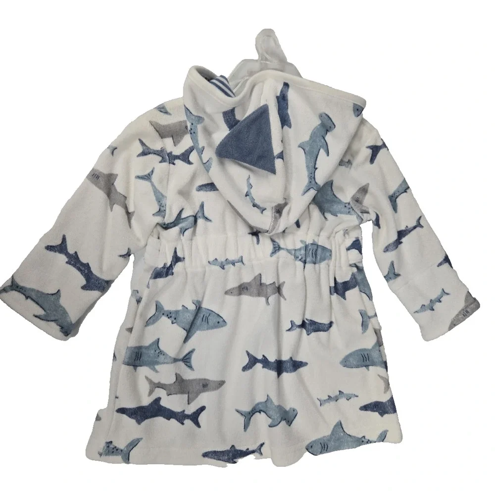Just One You by Carters Infant Shark Print Hooded Terry Robe Size 0-9 Months New